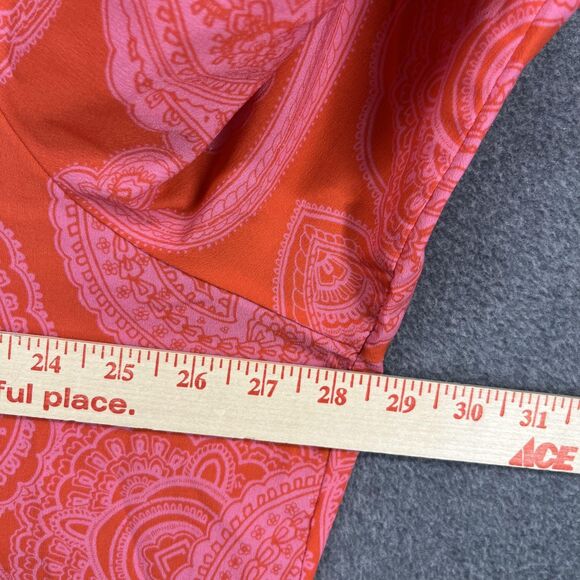 Tommy Hilfiger Blouse Womens 2X Plus Orange Paisley Button Front Long Sleeve - Picture 9 of 16